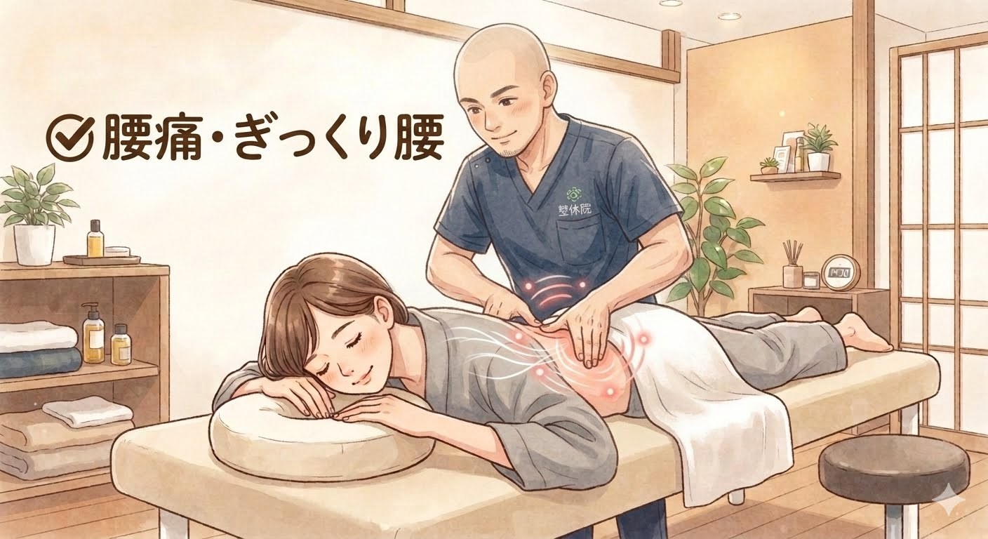 腰に手を当てる男性（腰痛・ぎっくり腰）